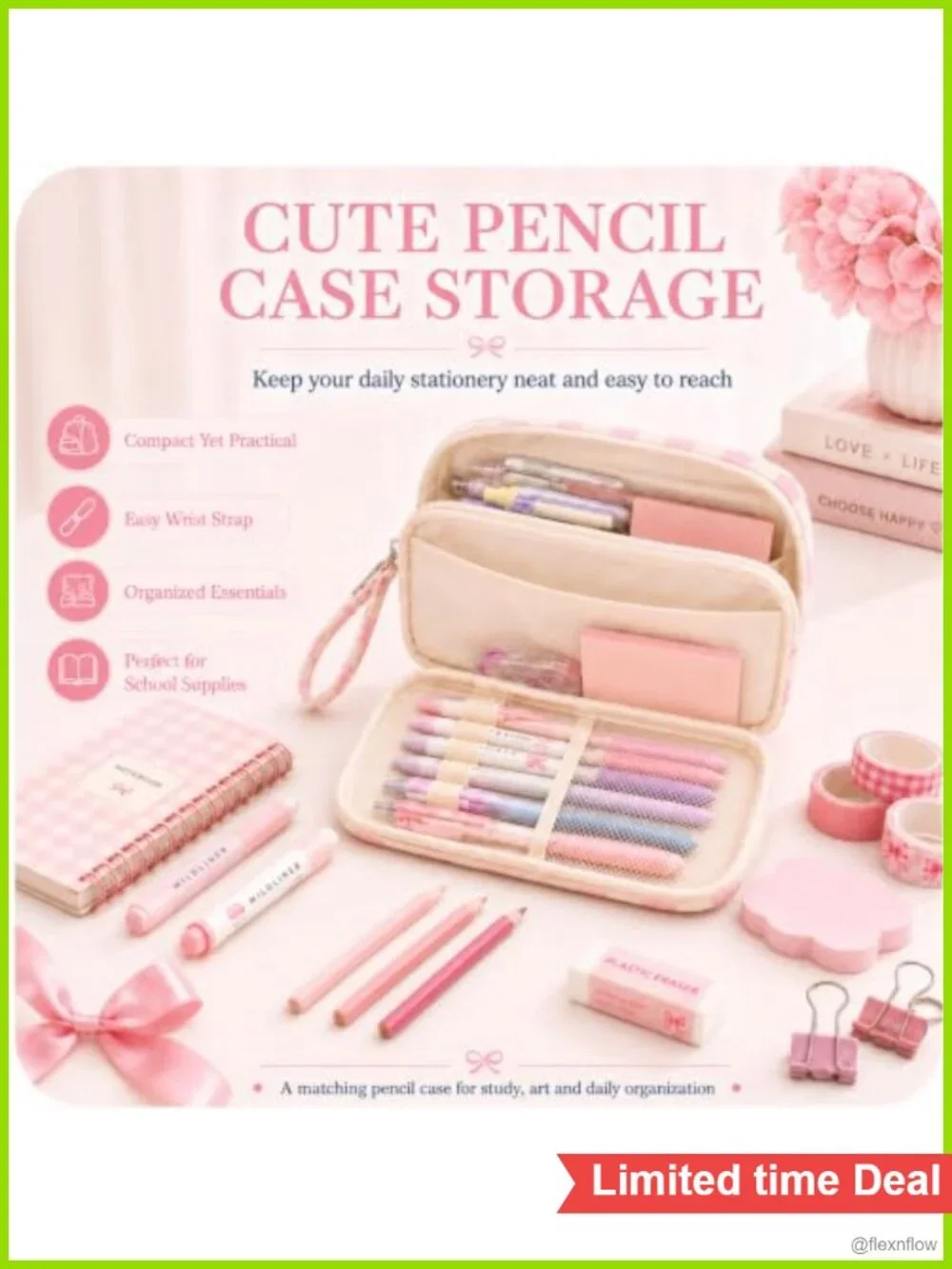 Corduroy 3-Piece School Set Backpack Lunch Bag Pencil Case Girls
